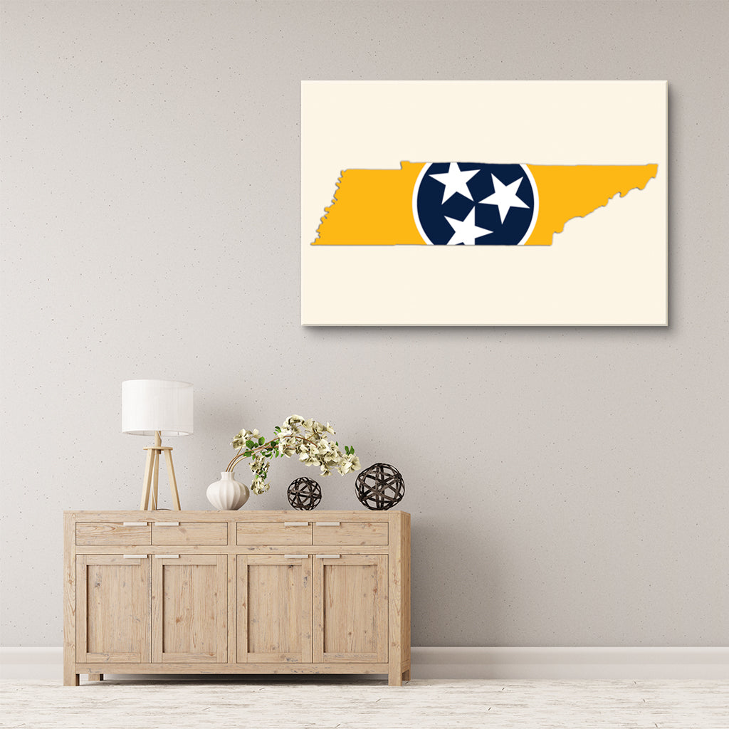 Navy & Gold Tennessee Flag Silhouette Canvas Wall Art Print