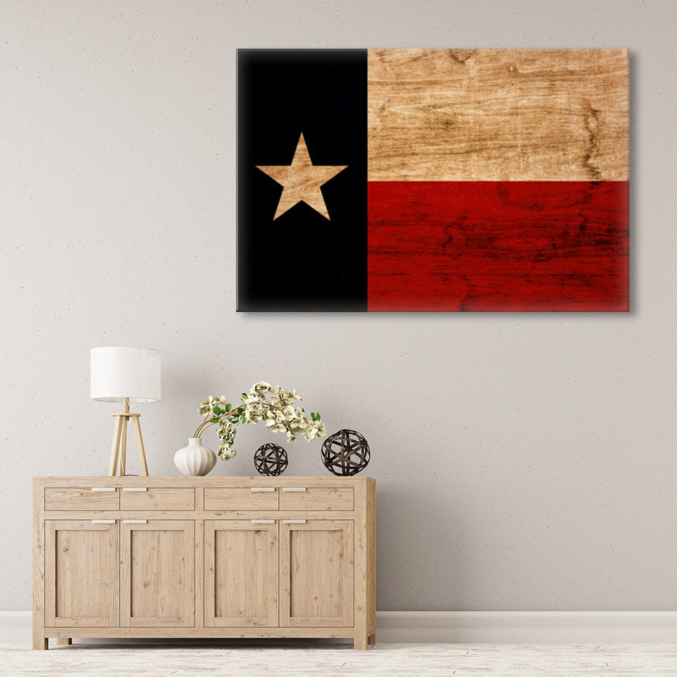 Rustic Texas Flag Canvas Wall Art Print