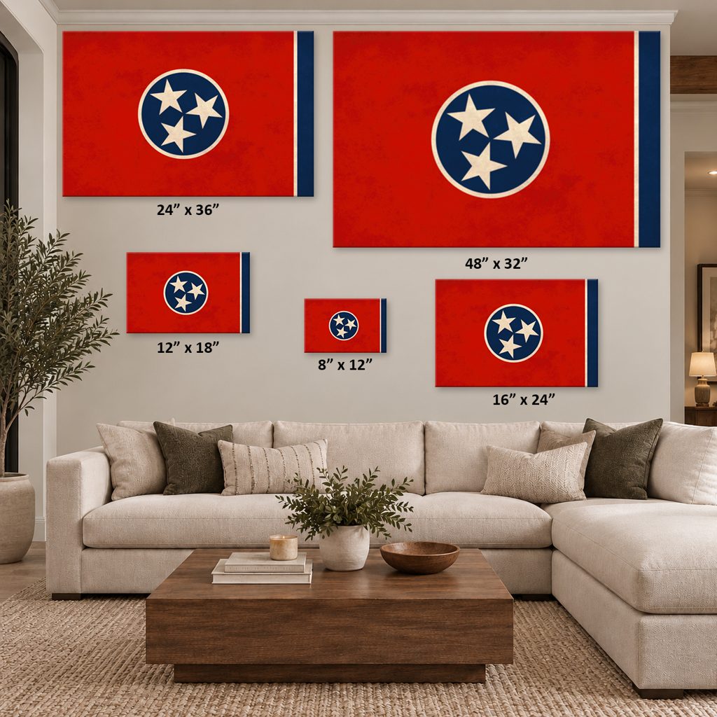 Distressed Tennessee Flag Canvas Wall Art Print