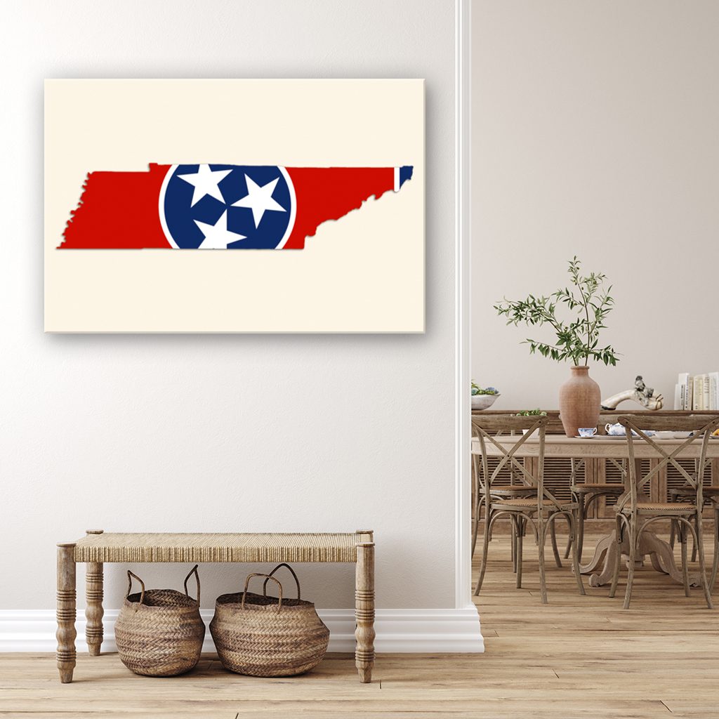 Tennessee Flag Silhouette Canvas Wall Art Print