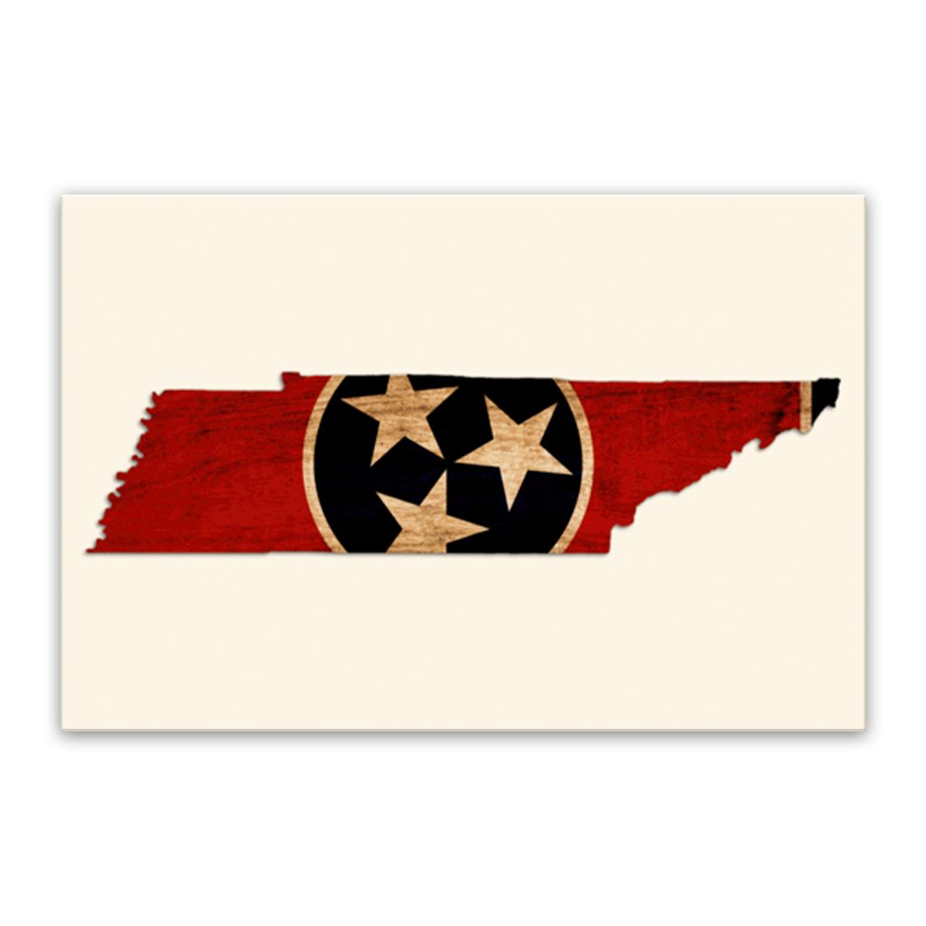 Rustic Tennessee Flag Silhouette Canvas Wall Art Print