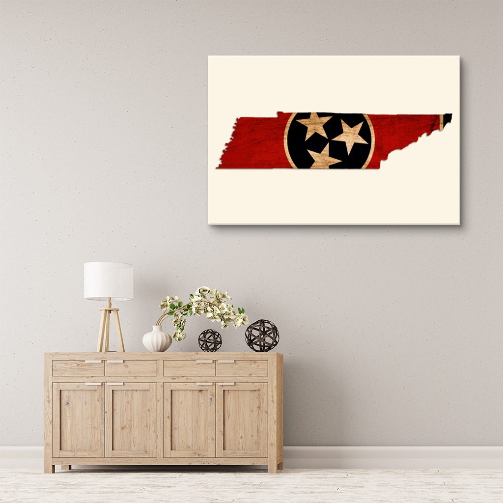 Rustic Tennessee Flag Silhouette Canvas Wall Art Print