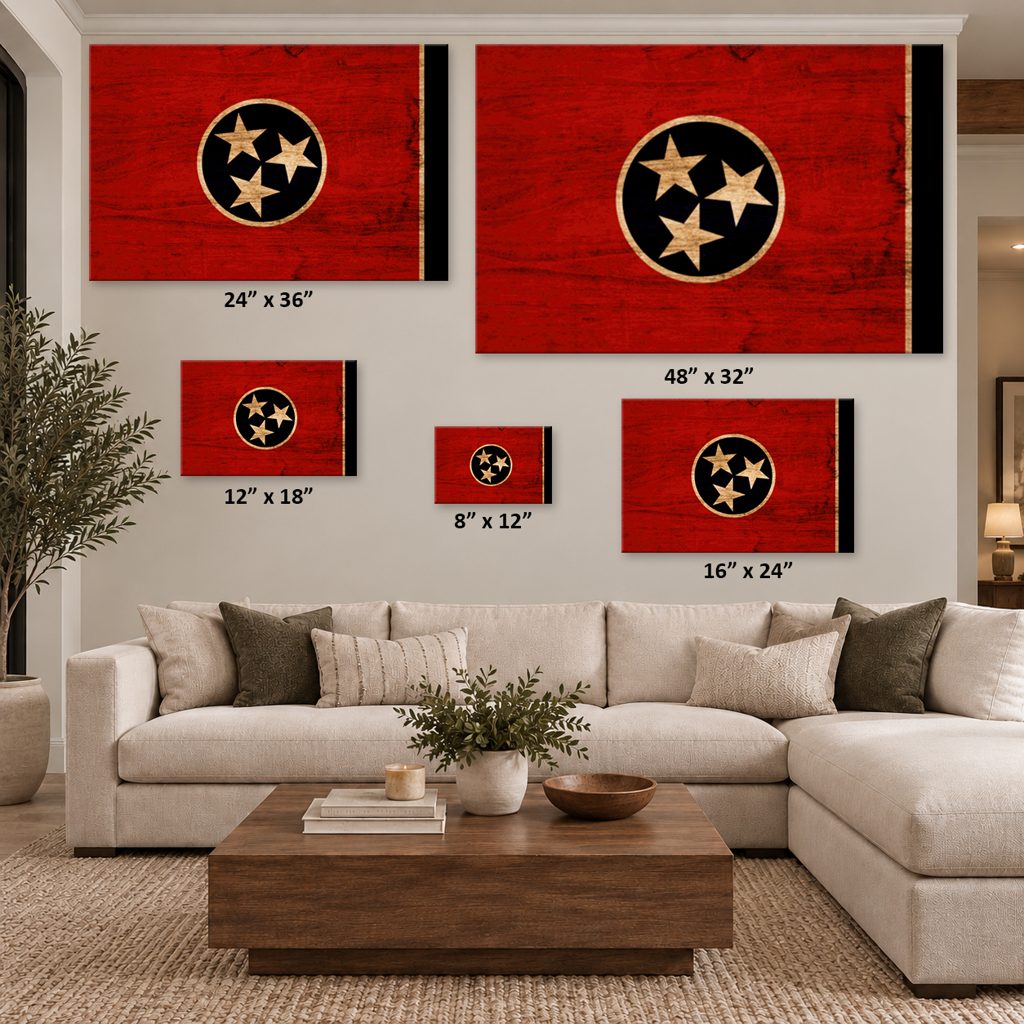 Rustic Tennessee Flag Canvas Wall Art Print