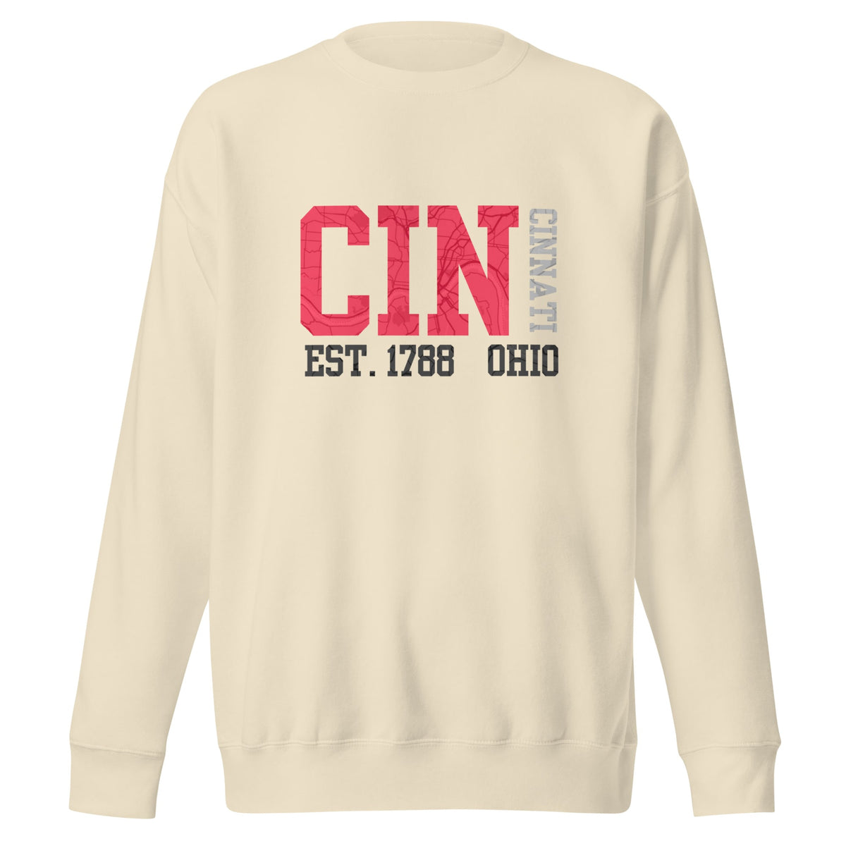 Cincinnati Map Crewneck Sweatshirt