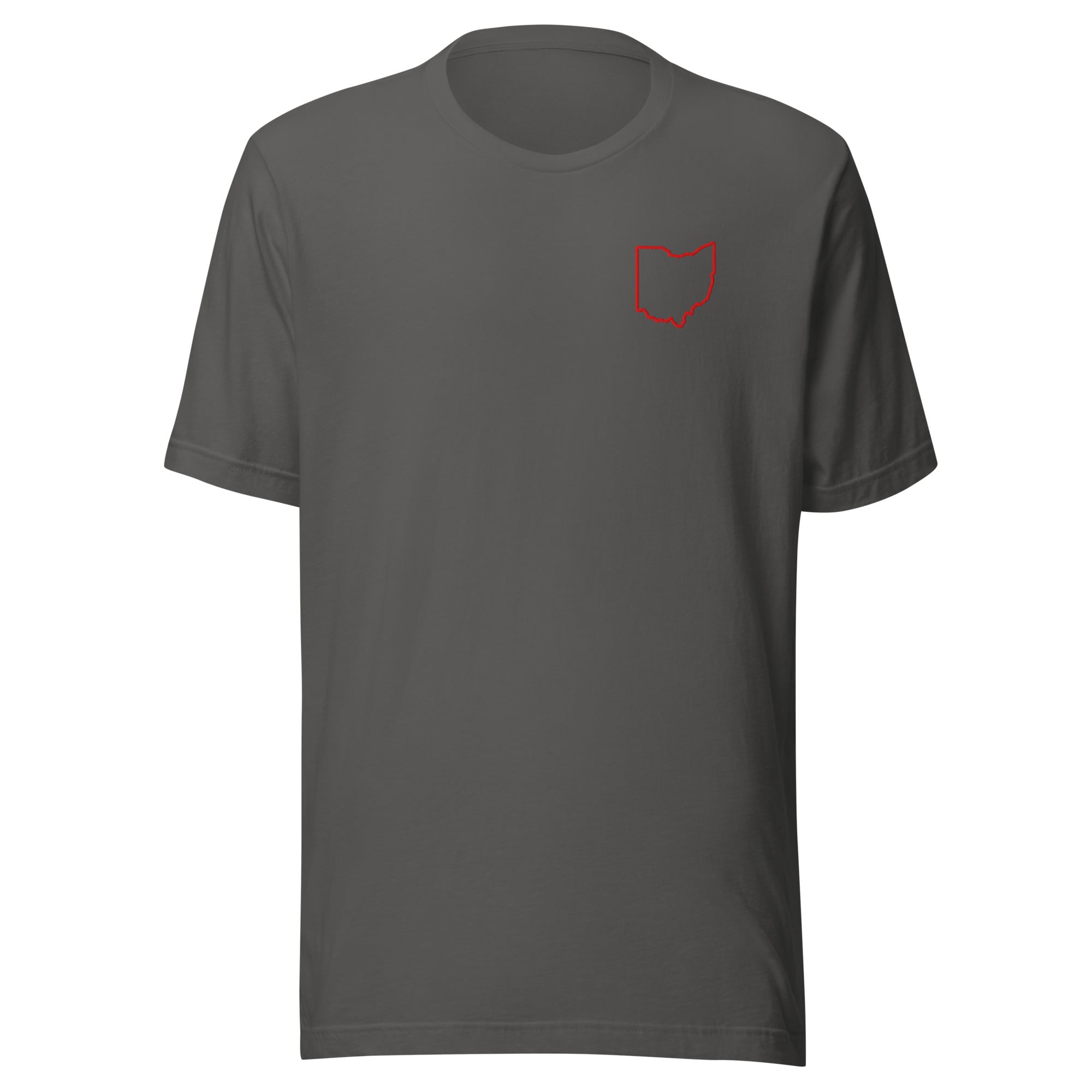 Red Ohio Outline Embroidered Patch T Shirt