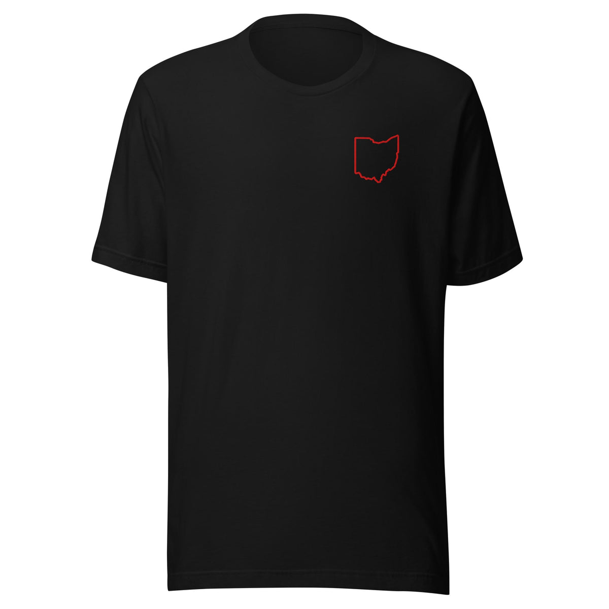 Red Ohio Outline Embroidered Patch T Shirt
