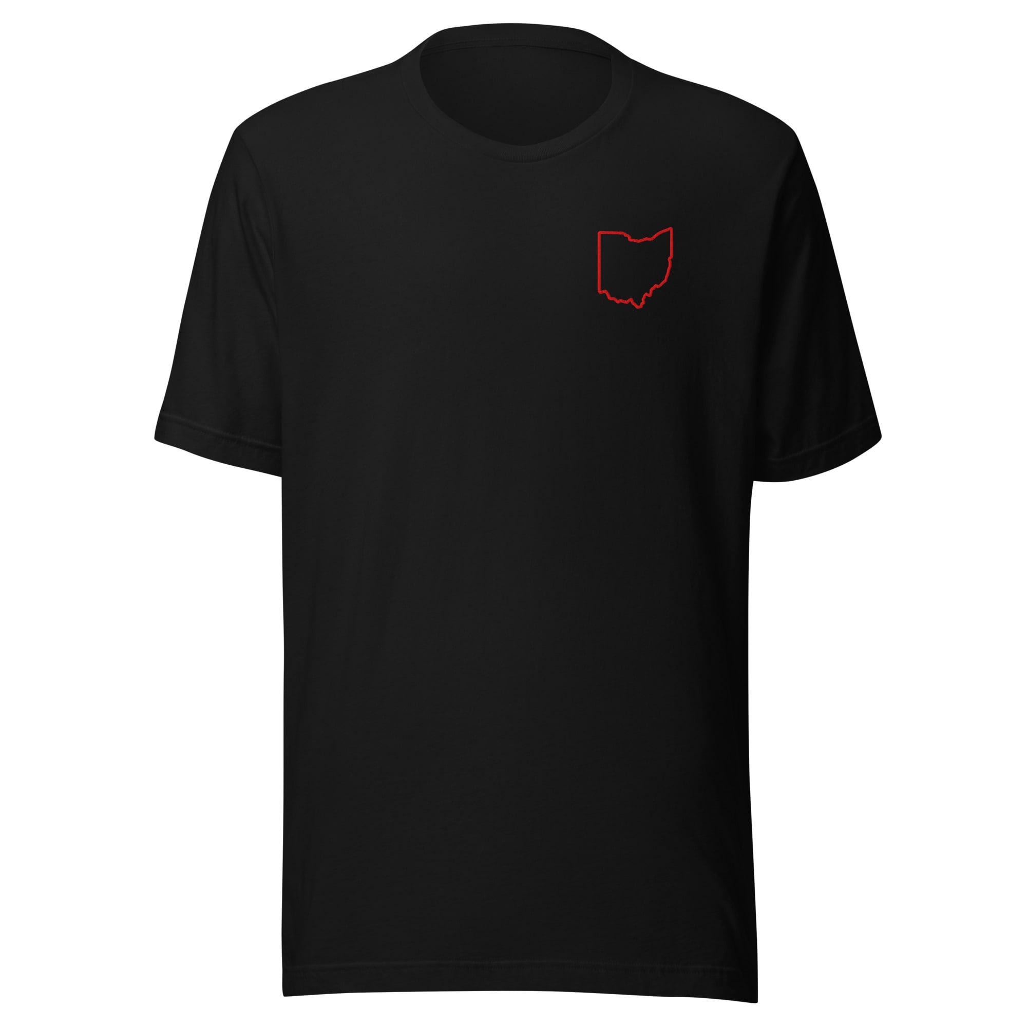 Red Ohio Outline Embroidered Patch T Shirt