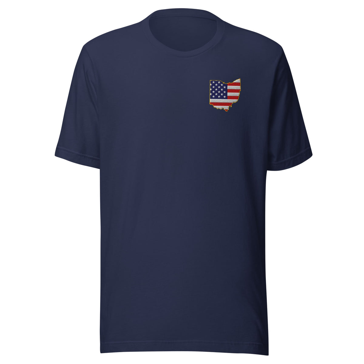 Embroidered Ohio American Flag T Shirt