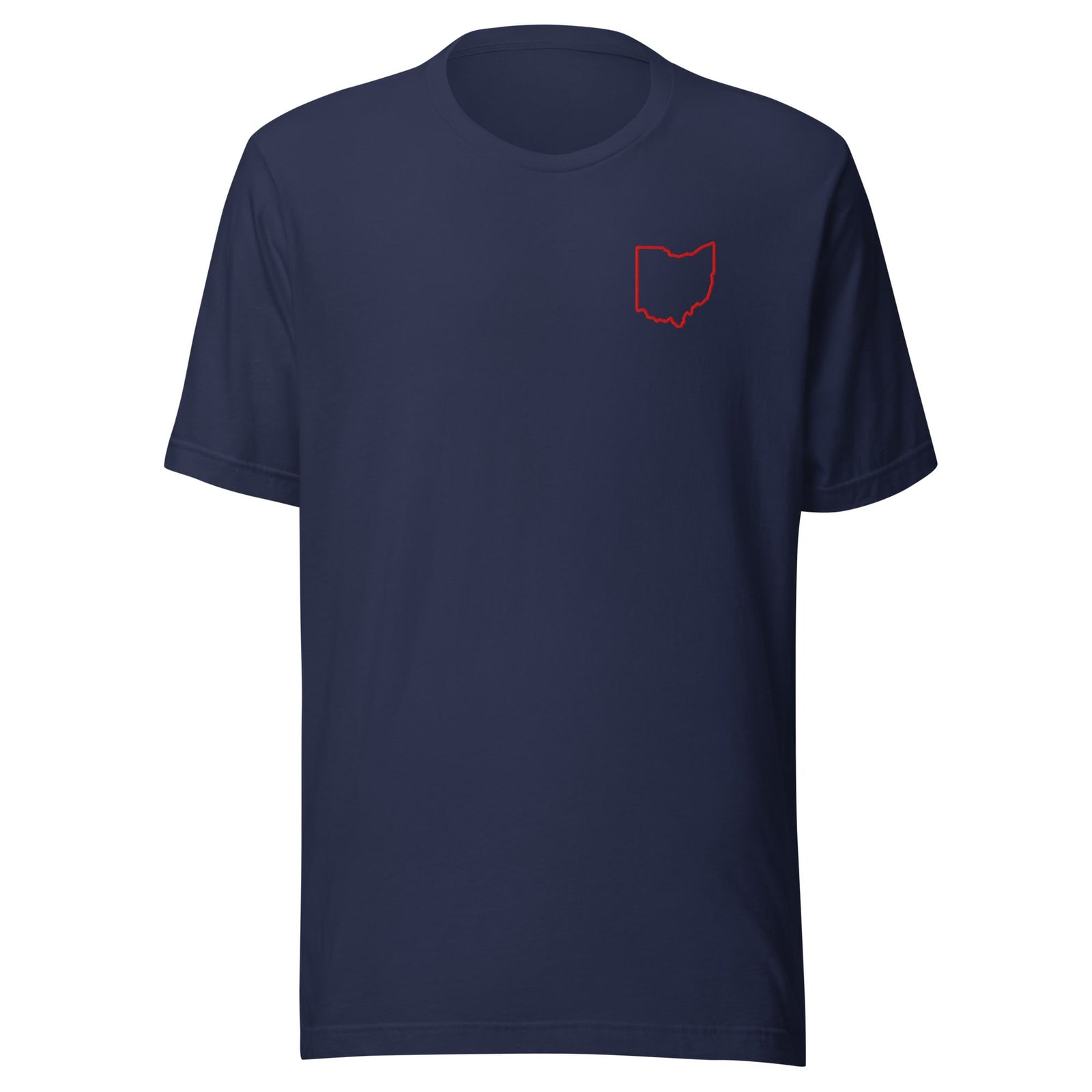 Red Ohio Outline Embroidered Patch T Shirt