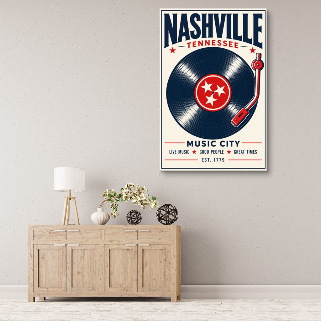 Nashville Record Poster Canvas Wall Art Print