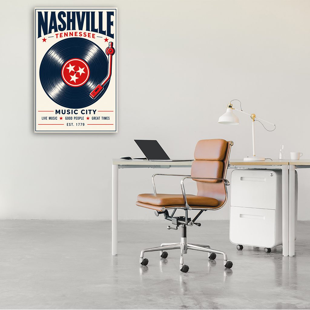 Nashville Record Poster Canvas Wall Art Print