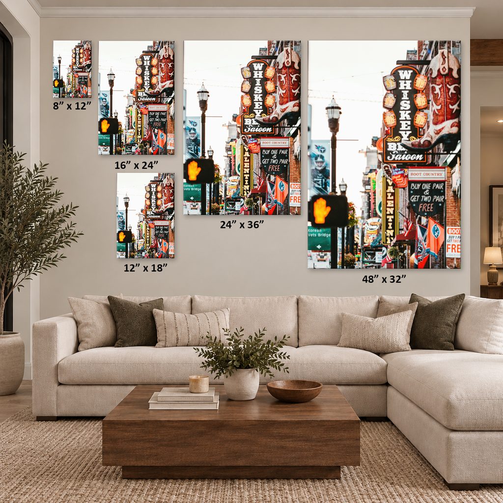 Nashville Lower Broadway Canvas Wall Art Print