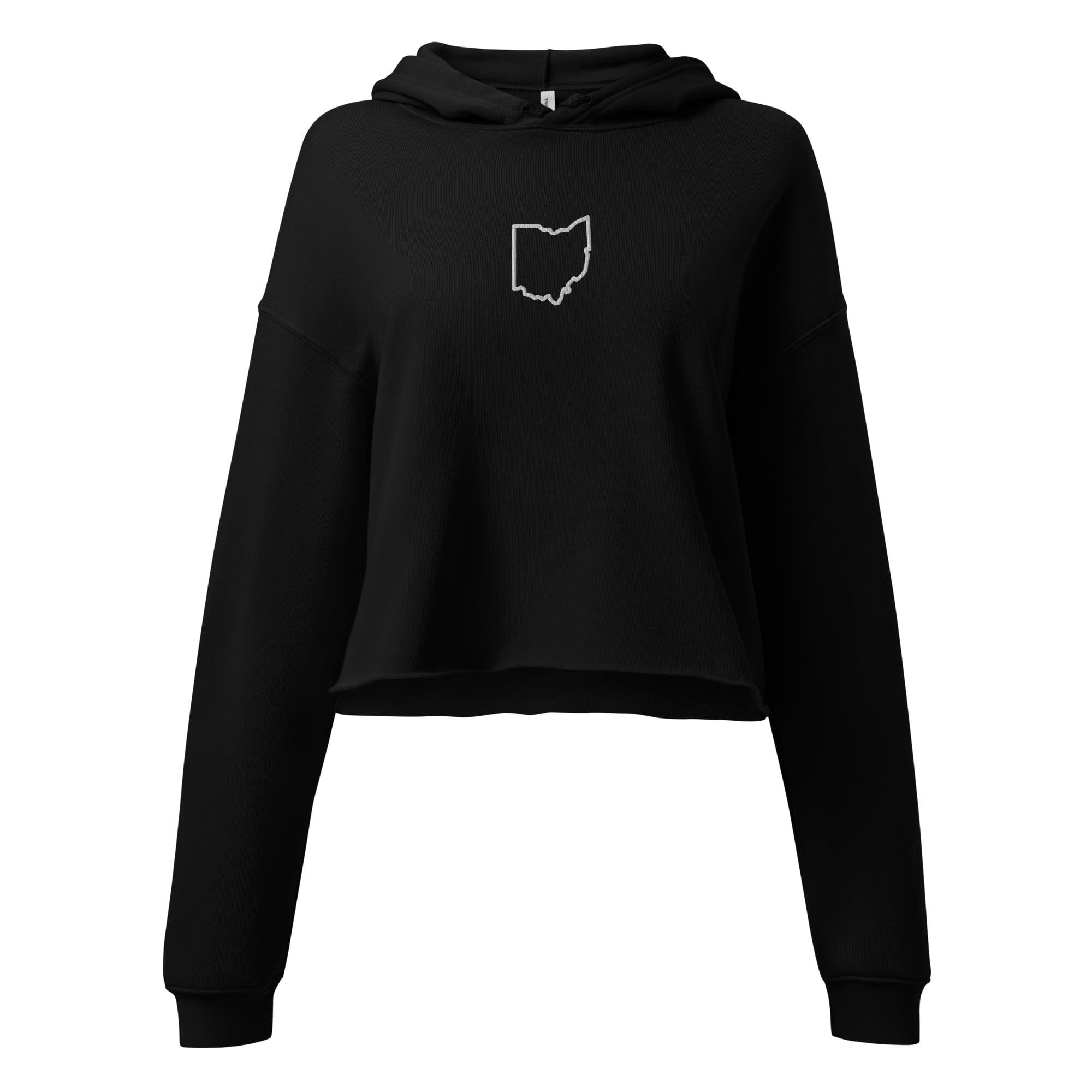 Embroidered Ohio Outline Cropped Hoodie