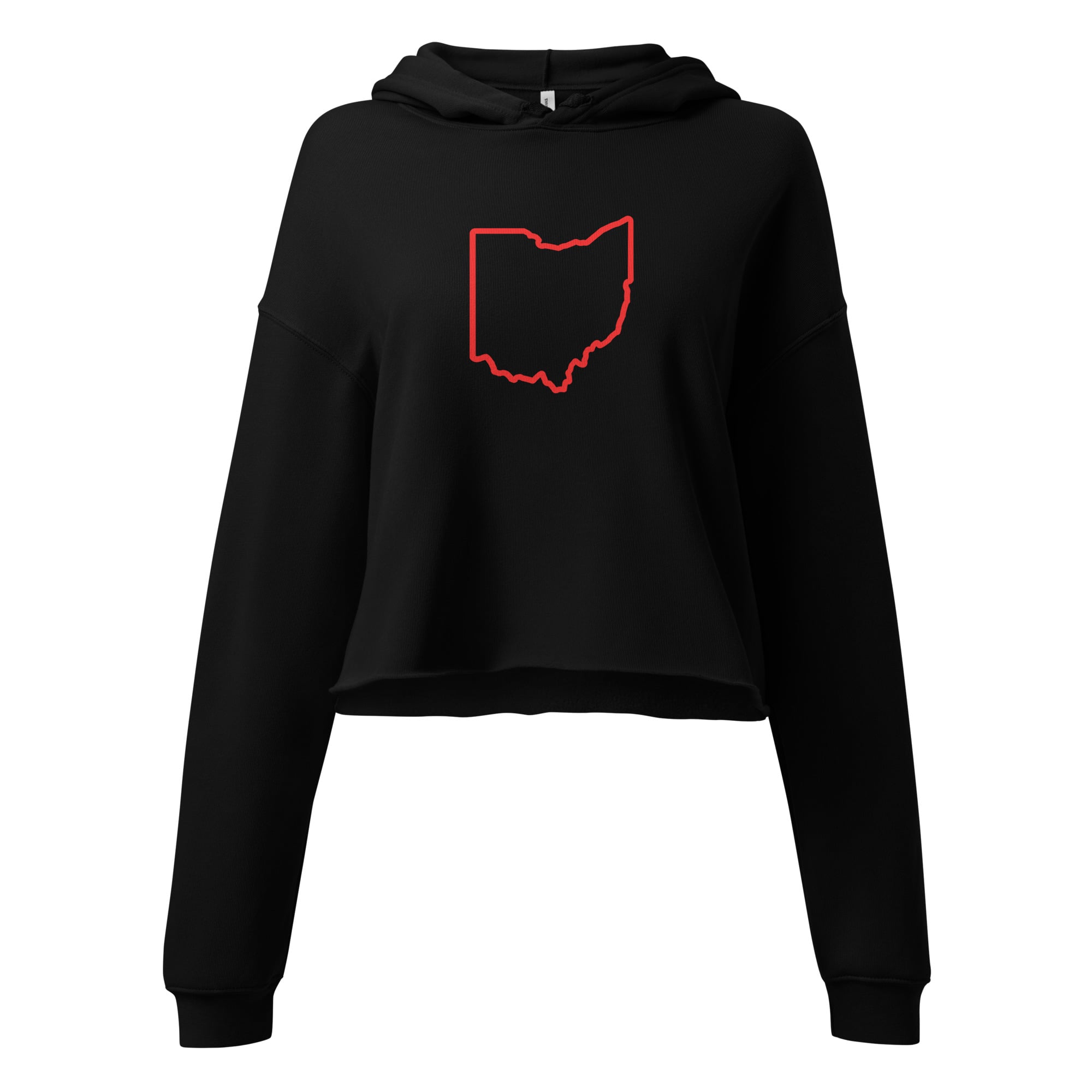 Red Ohio Outline Cropped Hoodie