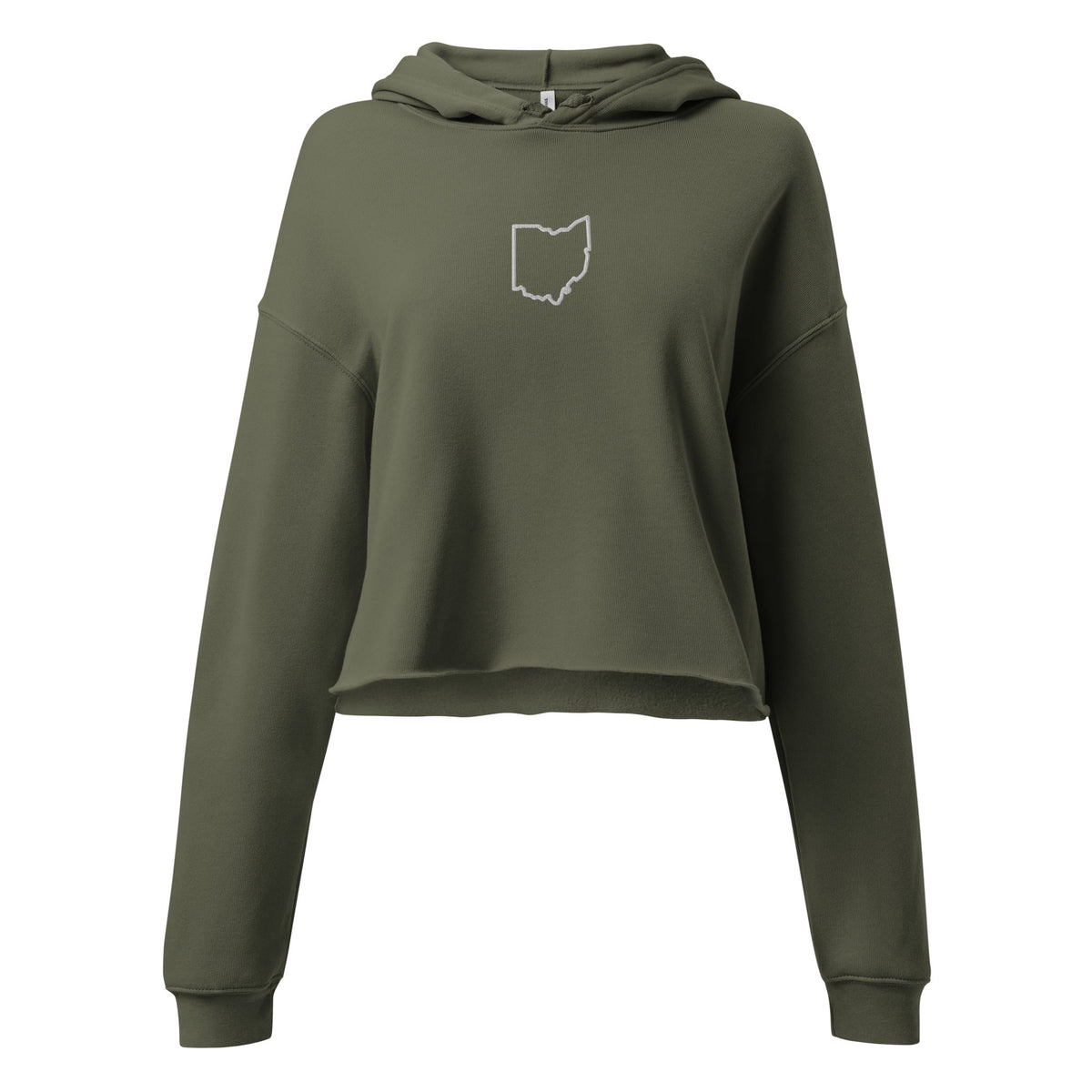 Embroidered Ohio Outline Cropped Hoodie