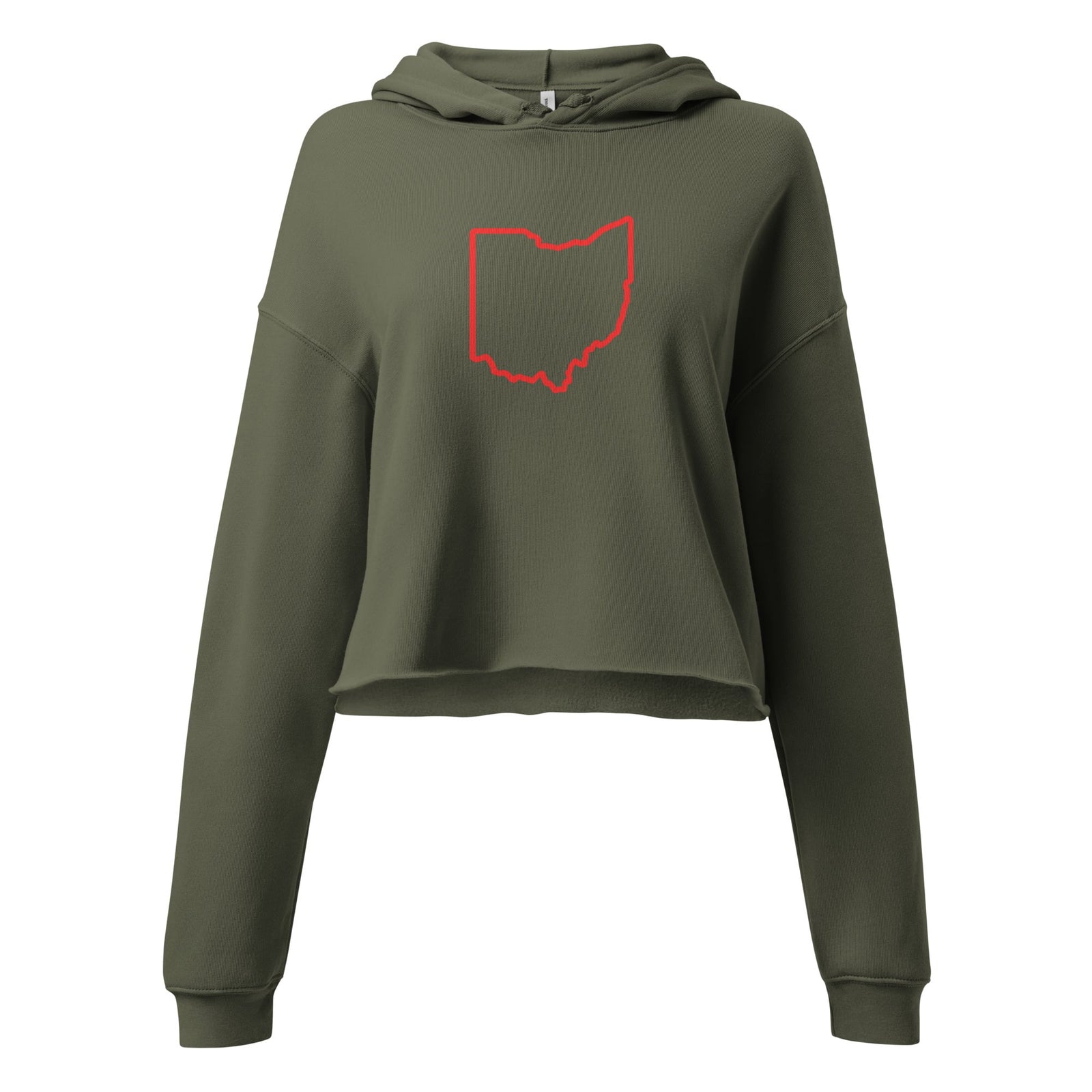 Red Ohio Outline Cropped Hoodie