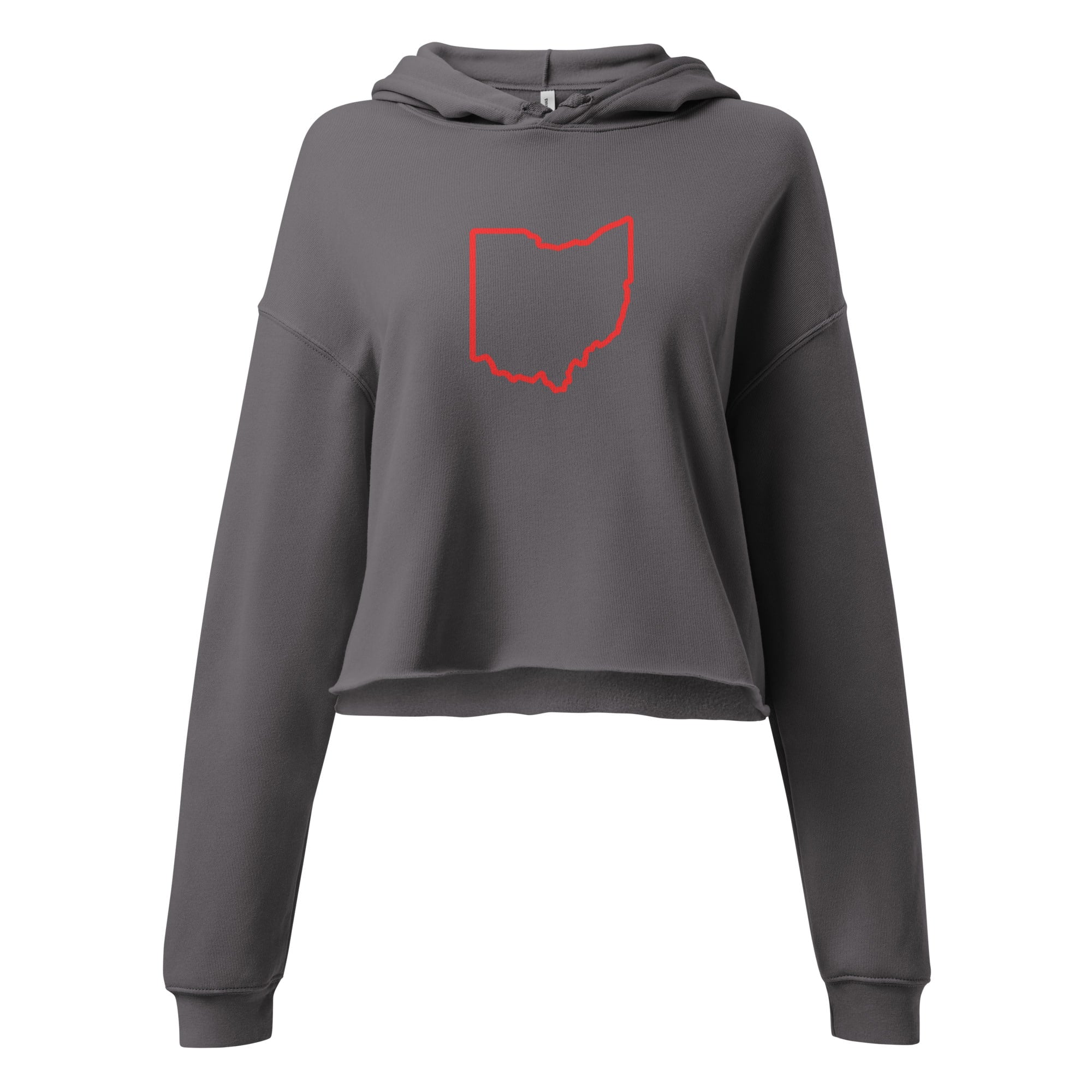 Red Ohio Outline Cropped Hoodie