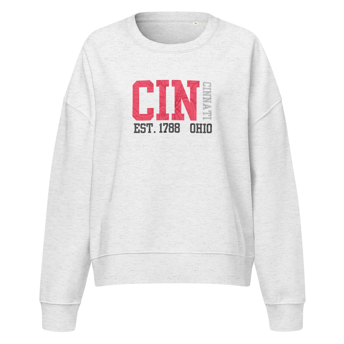 Cincinnati Map Waist Length Crewneck Sweatshirt
