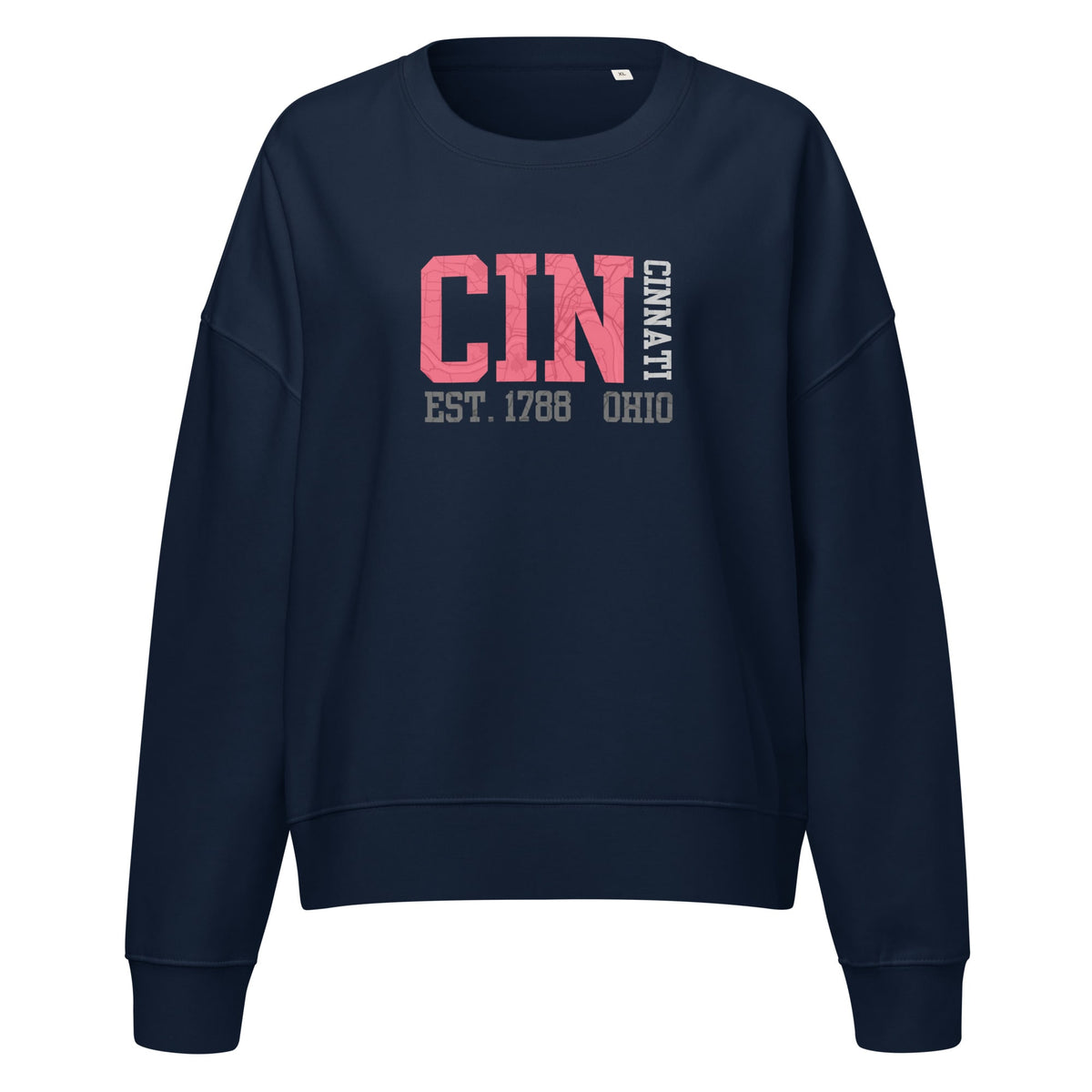 Cincinnati Map Waist Length Crewneck Sweatshirt