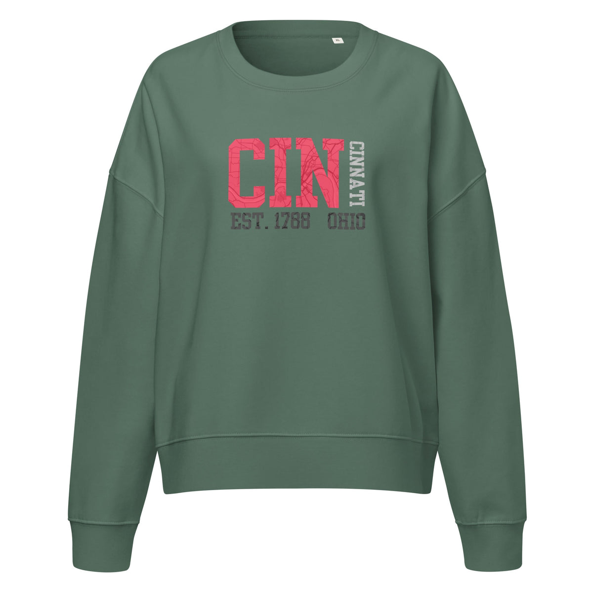 Cincinnati Map Waist Length Crewneck Sweatshirt