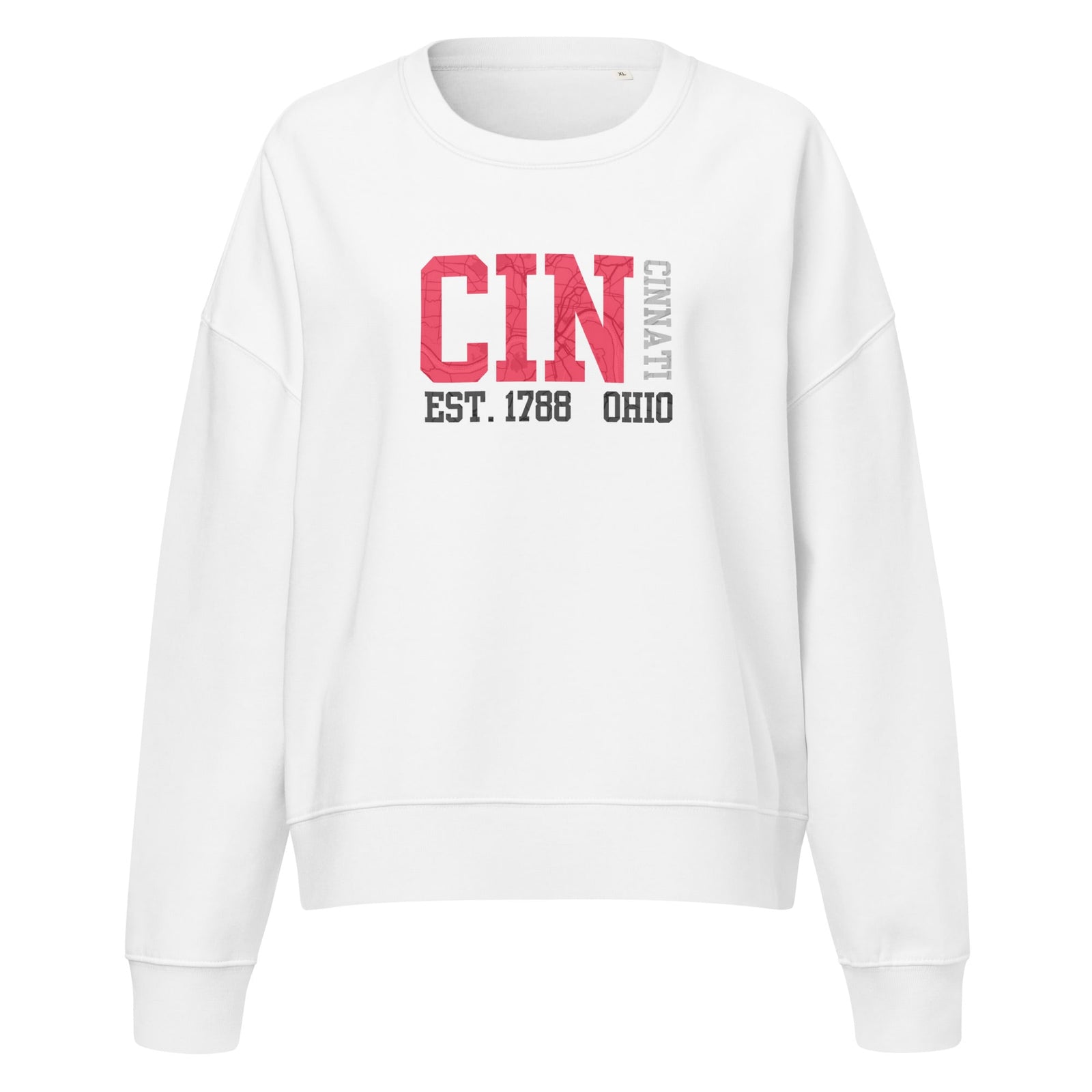 Cincinnati Map Waist Length Crewneck Sweatshirt