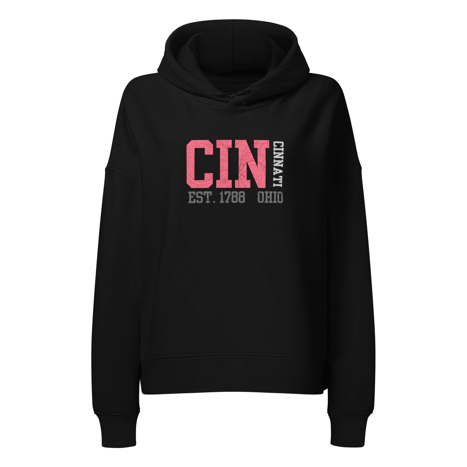 Cincinnati Map Waist Length Hoodie