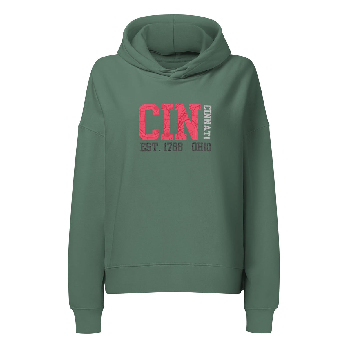 Cincinnati Map Waist Length Hoodie