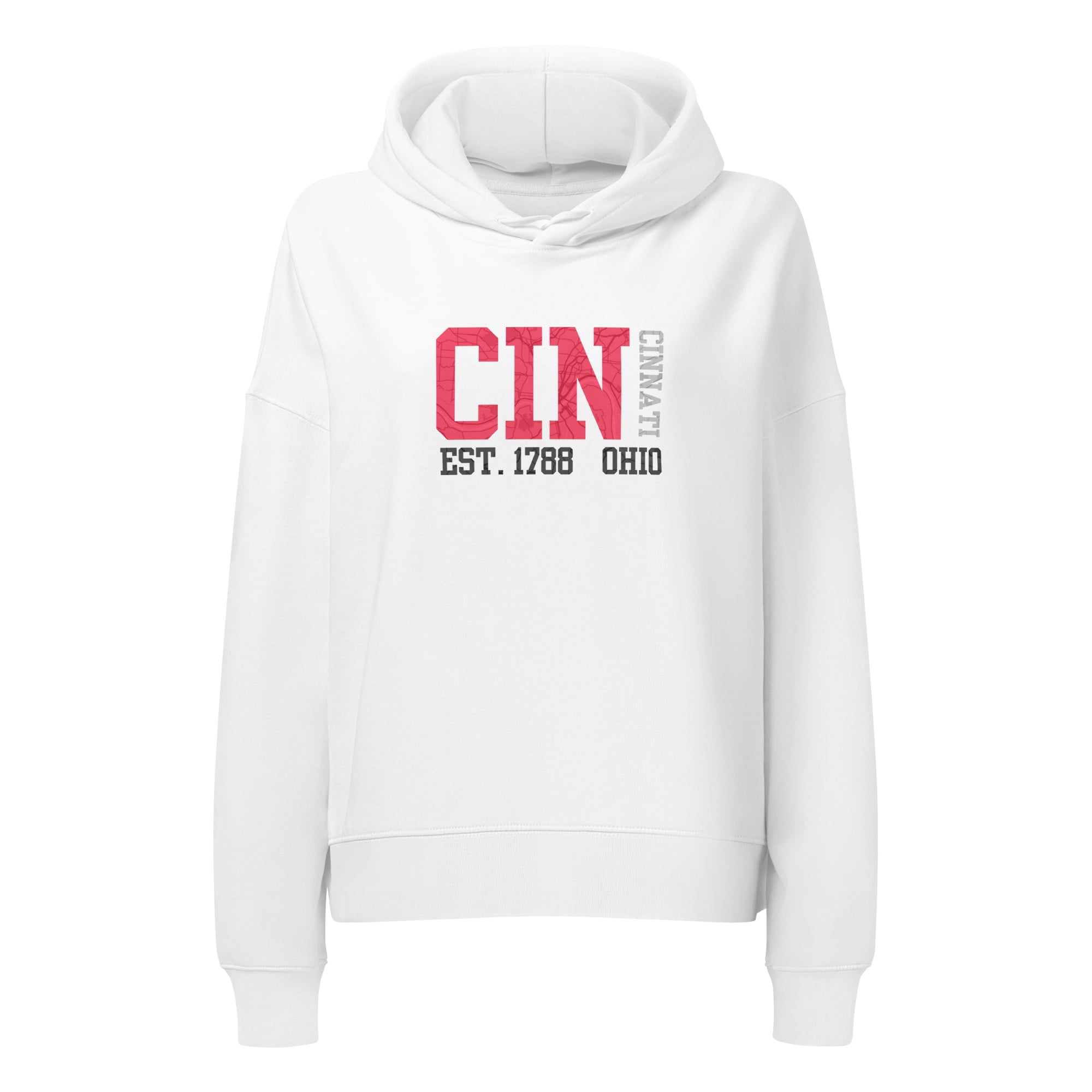 Cincinnati Map Waist Length Hoodie