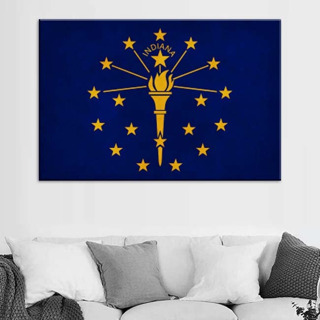 Distressed Indiana Flag Canvas Art Print