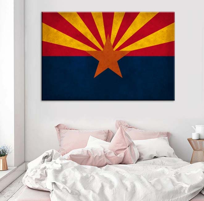 Distressed Arizona Canvas Flag Art Print