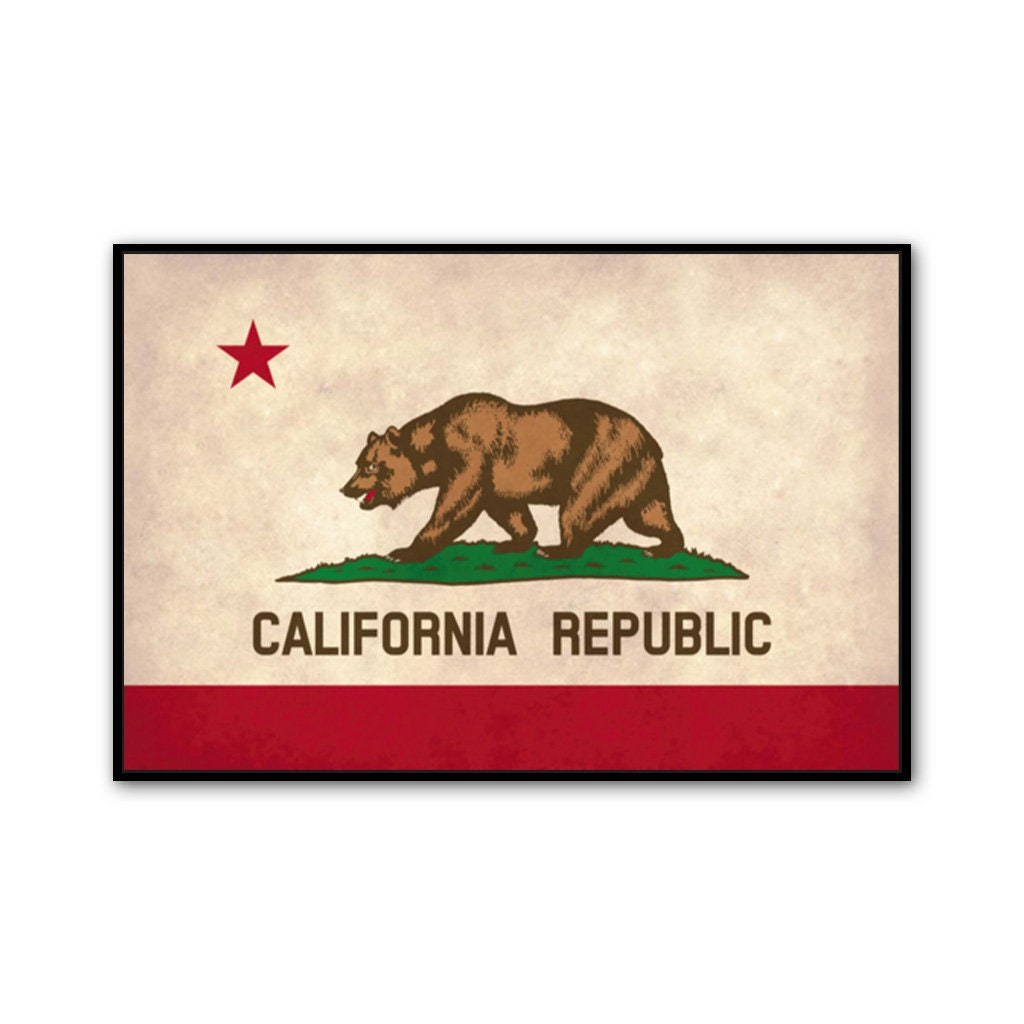 Distressed California Canvas Flag Art Print