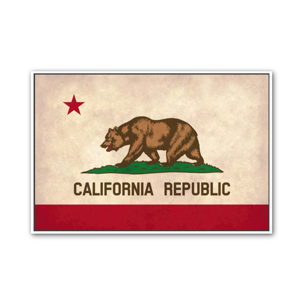 Distressed California Canvas Flag Art Print