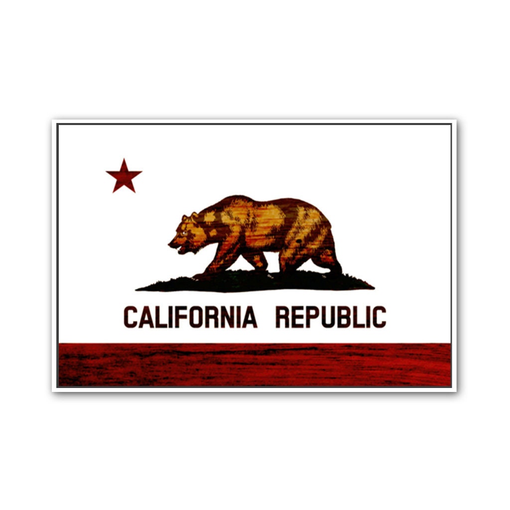 Rustic California Canvas Flag Art Print
