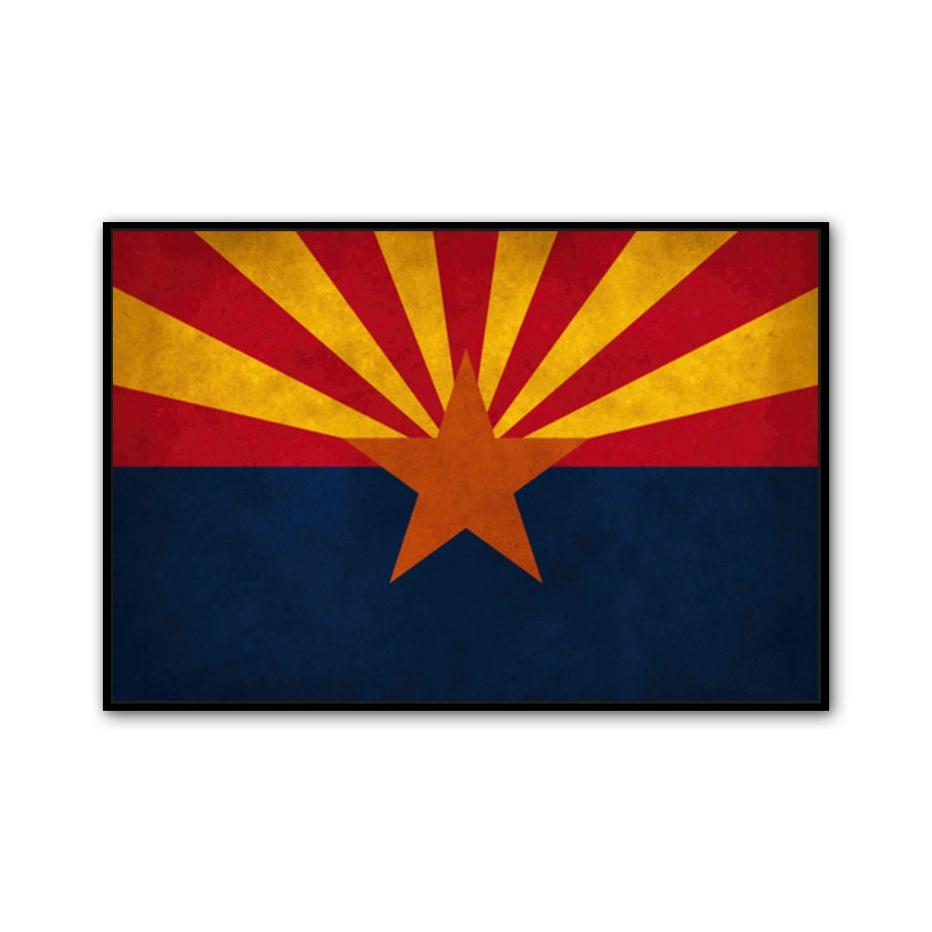 Distressed Arizona Canvas Flag Art Print