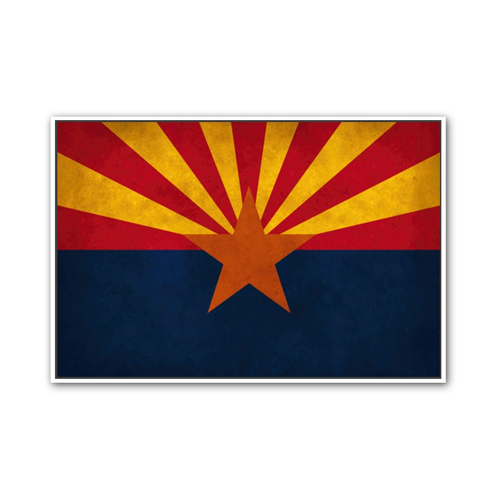 Distressed Arizona Canvas Flag Art Print