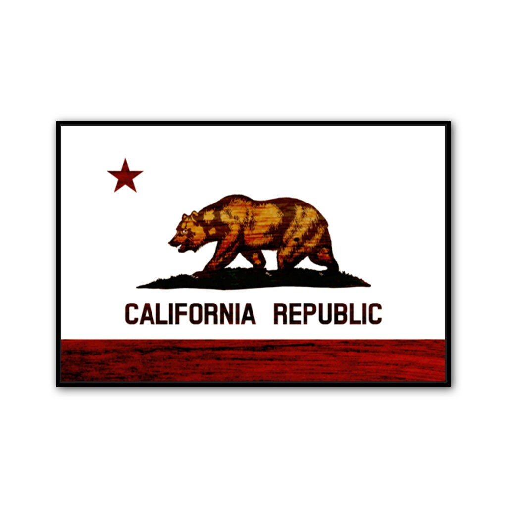 Rustic California Canvas Flag Art Print